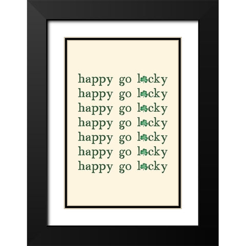 Happy Go Lucky Black Modern Wood Framed Art Print with Double Matting by JJ Design