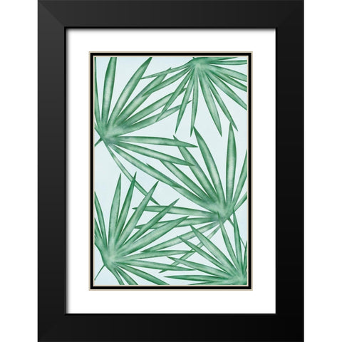 Fan Palms Black Modern Wood Framed Art Print with Double Matting by JJ Design