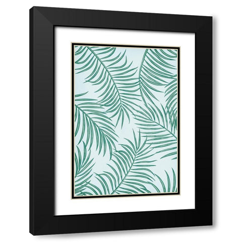 Palm Leaves Black Modern Wood Framed Art Print with Double Matting by JJ Design