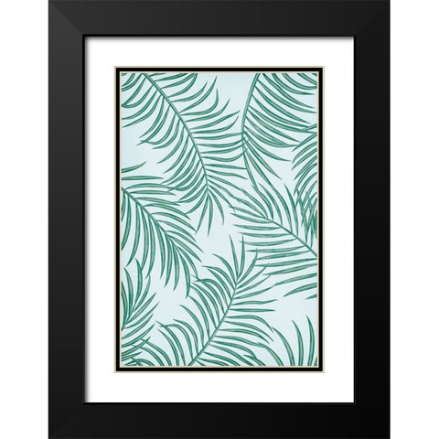 Palm Leaves Black Modern Wood Framed Art Print with Double Matting by JJ Design