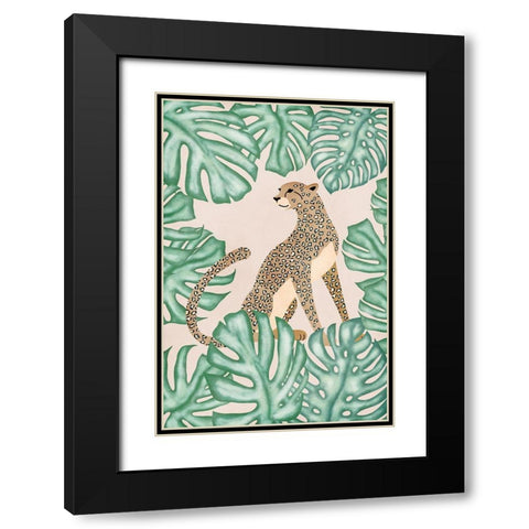 Leopard Black Modern Wood Framed Art Print with Double Matting by JJ Design