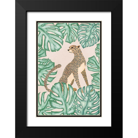 Leopard Black Modern Wood Framed Art Print with Double Matting by JJ Design