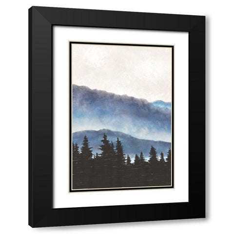 Blue Landscape I Black Modern Wood Framed Art Print with Double Matting by JJ Design