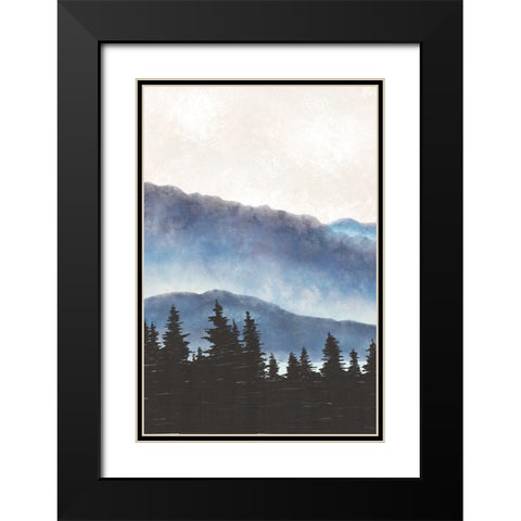 Blue Landscape I Black Modern Wood Framed Art Print with Double Matting by JJ Design