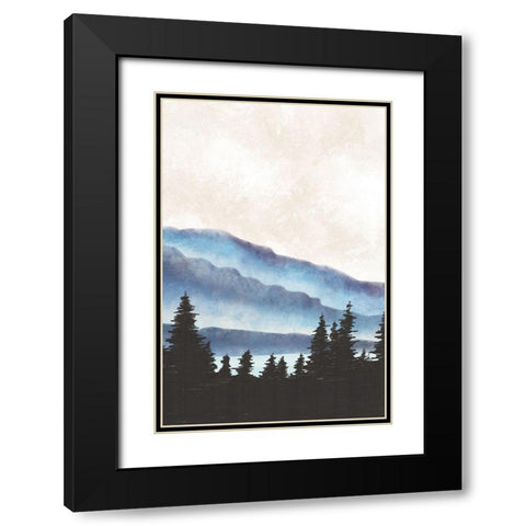 Blue Landscape II Black Modern Wood Framed Art Print with Double Matting by JJ Design