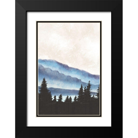 Blue Landscape II Black Modern Wood Framed Art Print with Double Matting by JJ Design