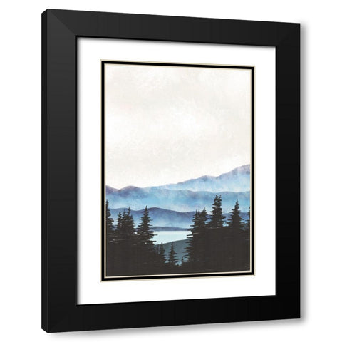 Blue Landscape III Black Modern Wood Framed Art Print with Double Matting by JJ Design