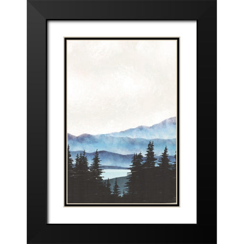 Blue Landscape III Black Modern Wood Framed Art Print with Double Matting by JJ Design