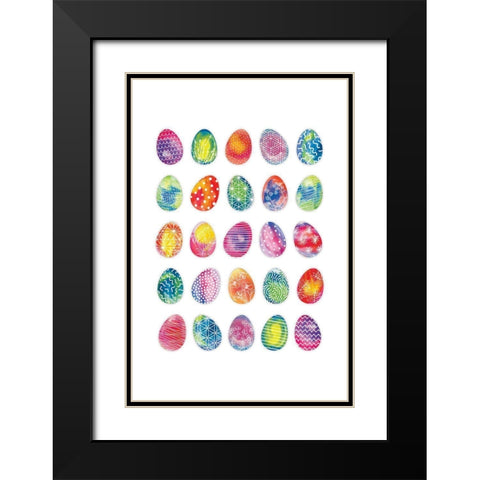 Easter Eggs Black Modern Wood Framed Art Print with Double Matting by JJ Design