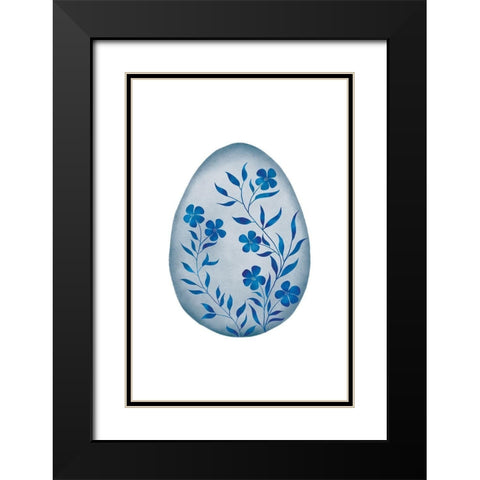 Blue Egg Black Modern Wood Framed Art Print with Double Matting by JJ Design