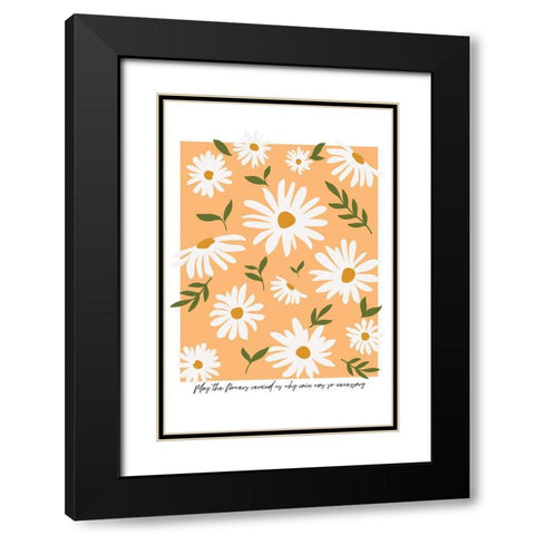 May the Flowers Black Modern Wood Framed Art Print with Double Matting by JJ Design