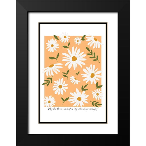 May the Flowers Black Modern Wood Framed Art Print with Double Matting by JJ Design