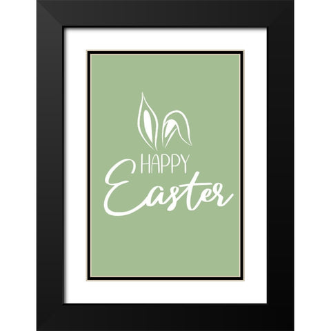 Happy Easter Black Modern Wood Framed Art Print with Double Matting by JJ Design