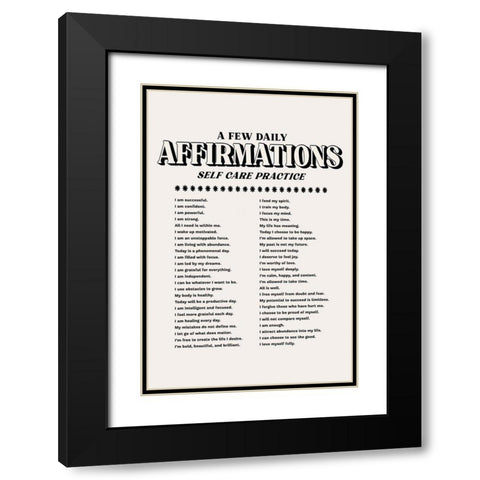 Self Care Practice Black Modern Wood Framed Art Print with Double Matting by JJ Design