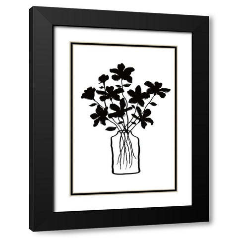 Black Bouquet Black Modern Wood Framed Art Print with Double Matting by JJ Design