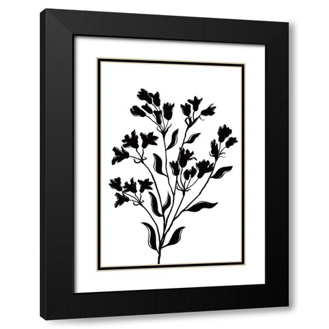 Black Flowers Black Modern Wood Framed Art Print with Double Matting by JJ Design