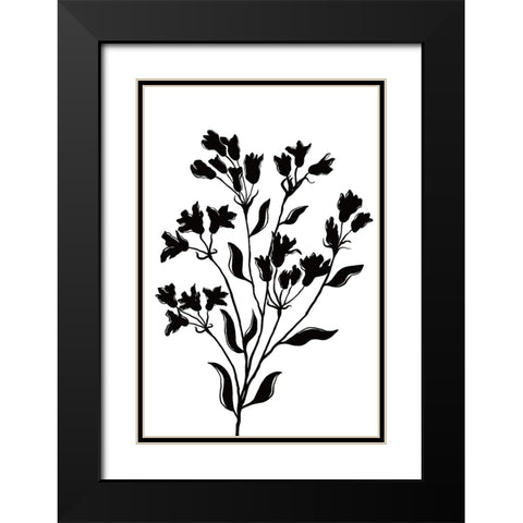 Black Flowers Black Modern Wood Framed Art Print with Double Matting by JJ Design