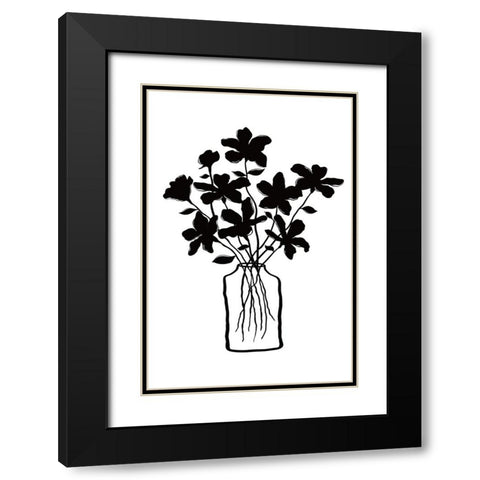 Black Bouquet II Black Modern Wood Framed Art Print with Double Matting by JJ Design