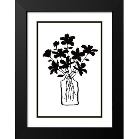 Black Bouquet II Black Modern Wood Framed Art Print with Double Matting by JJ Design