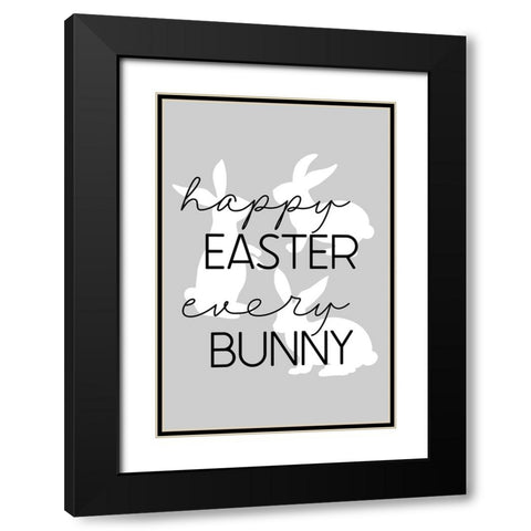 Happy Easter Black Modern Wood Framed Art Print with Double Matting by JJ Design