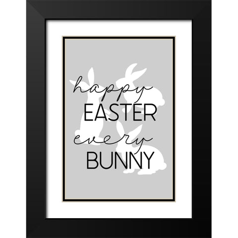 Happy Easter Black Modern Wood Framed Art Print with Double Matting by JJ Design