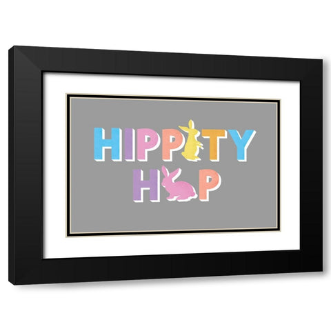 Hippity Hop Black Modern Wood Framed Art Print with Double Matting by JJ Design
