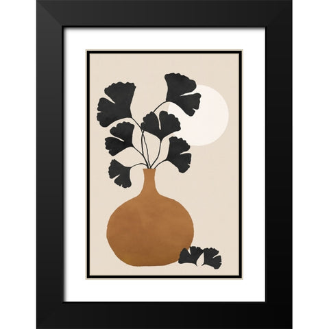 Gingko Black Modern Wood Framed Art Print with Double Matting by JJ Design