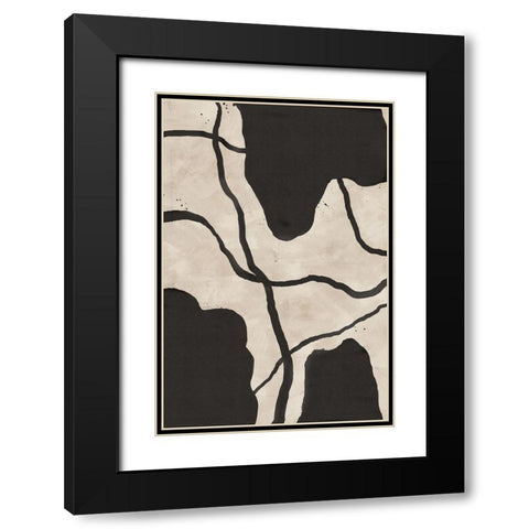 Scribbles Black Modern Wood Framed Art Print with Double Matting by JJ Design