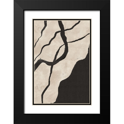 Scribbles II Black Modern Wood Framed Art Print with Double Matting by JJ Design
