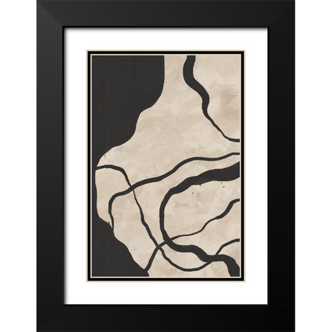 Scribbles III Black Modern Wood Framed Art Print with Double Matting by JJ Design