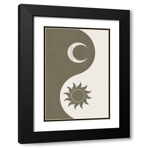 Yin Yang Black Modern Wood Framed Art Print with Double Matting by JJ Design