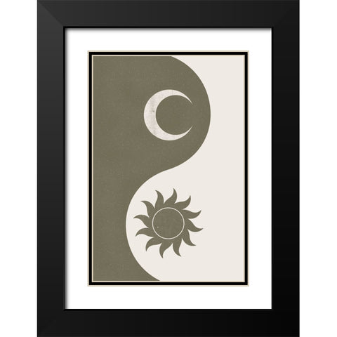 Yin Yang Black Modern Wood Framed Art Print with Double Matting by JJ Design