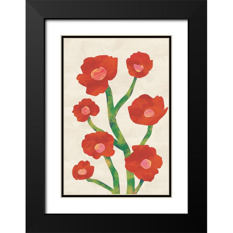 Red Poppies Black Modern Wood Framed Art Print with Double Matting by JJ Design