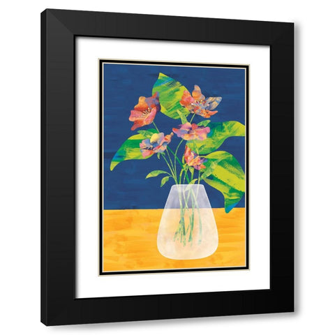 Flower Vase Black Modern Wood Framed Art Print with Double Matting by JJ Design