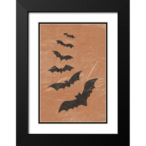 Bats Black Modern Wood Framed Art Print with Double Matting by JJ Design