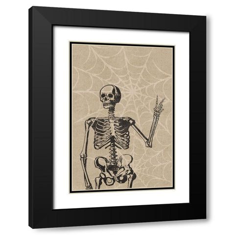 Peace Skeleton Black Modern Wood Framed Art Print with Double Matting by JJ Design