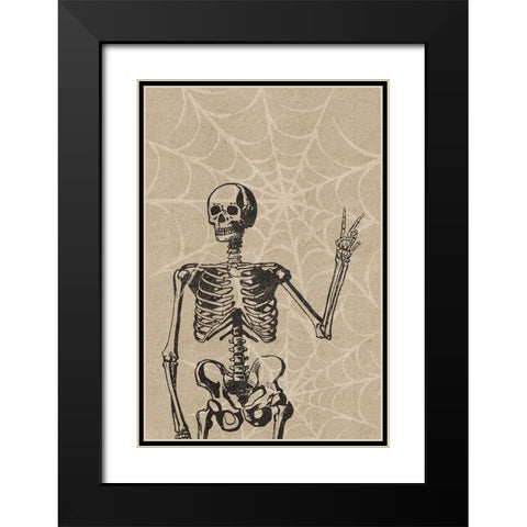 Peace Skeleton Black Modern Wood Framed Art Print with Double Matting by JJ Design
