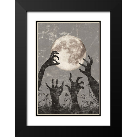 Zombie Hands Black Modern Wood Framed Art Print with Double Matting by JJ Design