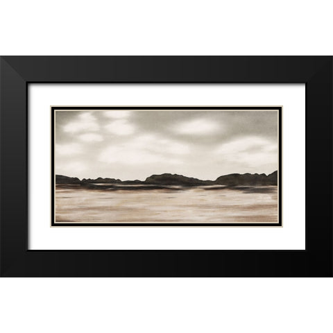 Neutral Landscape Black Modern Wood Framed Art Print with Double Matting by JJ Design