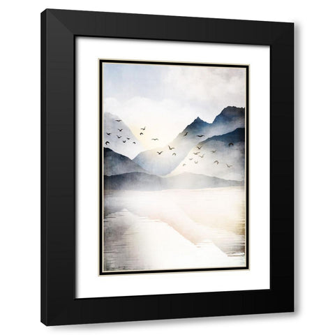 Misty Landscape II Black Modern Wood Framed Art Print with Double Matting by JJ Design