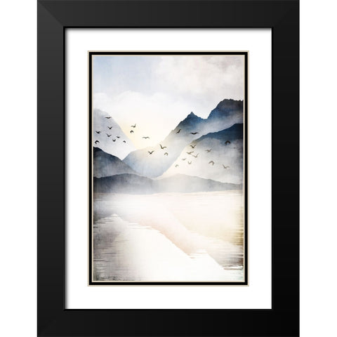 Misty Landscape II Black Modern Wood Framed Art Print with Double Matting by JJ Design