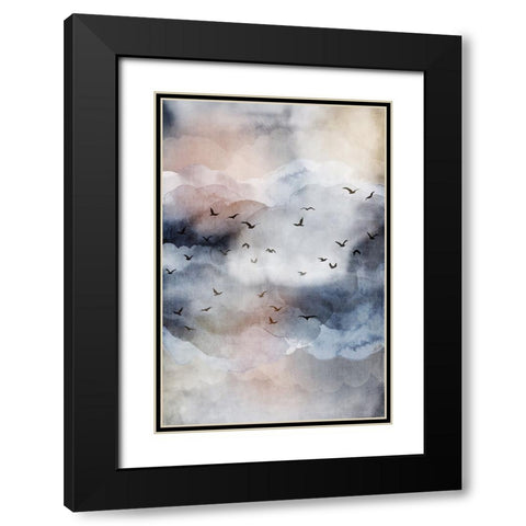 Misty Landscape III Black Modern Wood Framed Art Print with Double Matting by JJ Design