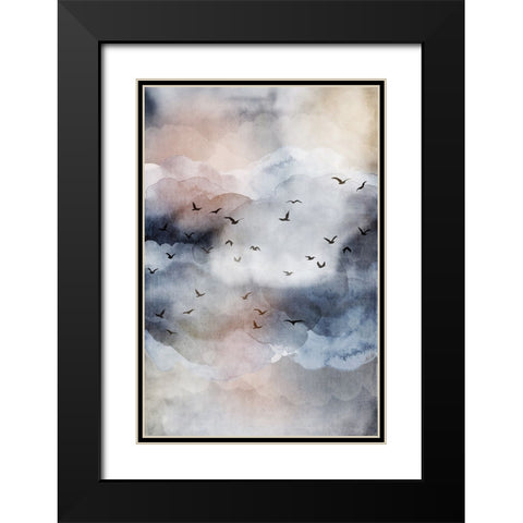 Misty Landscape III Black Modern Wood Framed Art Print with Double Matting by JJ Design