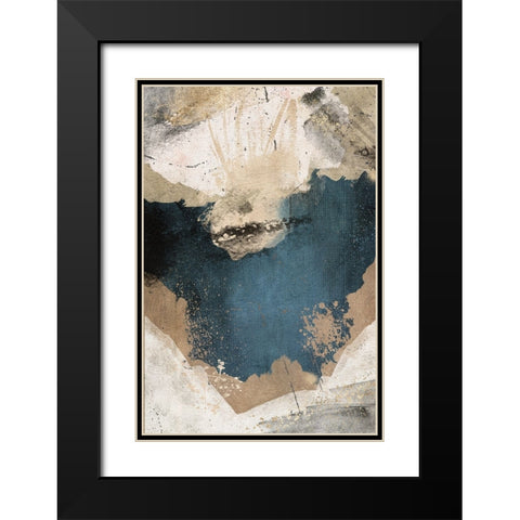 Navy Shards Black Modern Wood Framed Art Print with Double Matting by JJ Design
