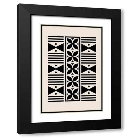 Mud Cloth Black Modern Wood Framed Art Print with Double Matting by JJ Design