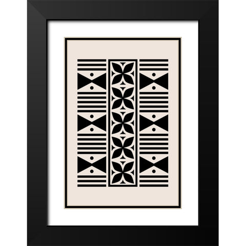 Mud Cloth Black Modern Wood Framed Art Print with Double Matting by JJ Design