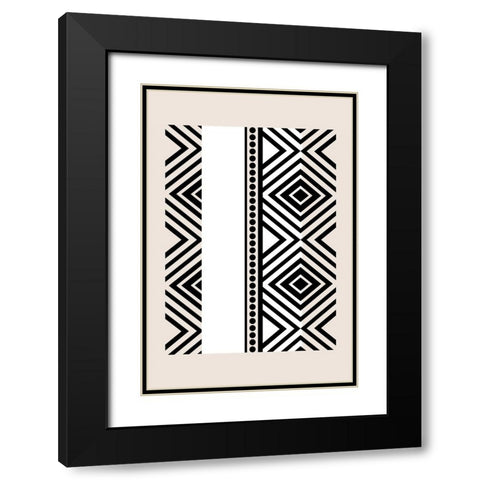 Mud Cloth II Black Modern Wood Framed Art Print with Double Matting by JJ Design