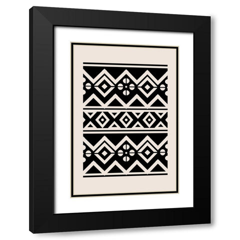 Mud Cloth III Black Modern Wood Framed Art Print with Double Matting by JJ Design