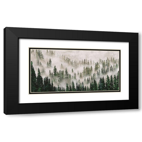 Misty Forest Black Modern Wood Framed Art Print with Double Matting by JJ Design