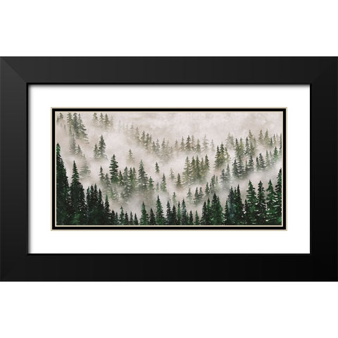 Misty Forest Black Modern Wood Framed Art Print with Double Matting by JJ Design